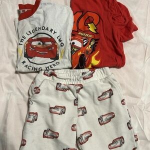 Lightning McQueen Cars Toddler Boys Outfit Shirts Shorts Disney Pixar Size 5T